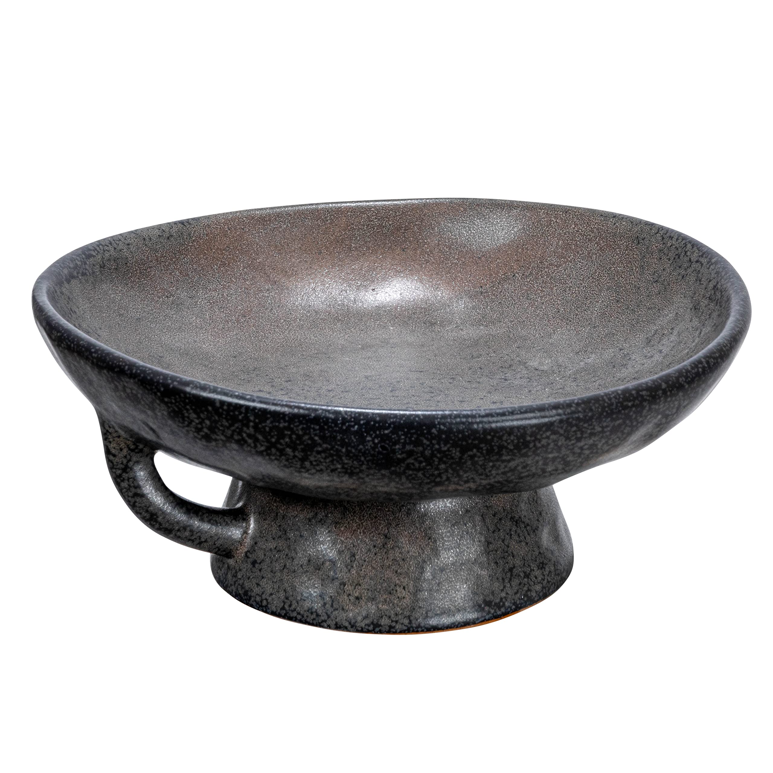 Creative Co-Op Stoneware Handle and Base, Black Reactive Glaze Bowl