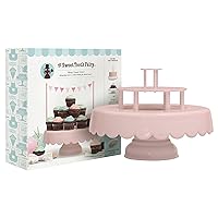 2-in-1 Decorative Cake and Cupcake Stand by Sweet Tooth Fairy | 2 or 3 Tier Cake Display Stand with Three Fun Sign Options | Stores Flat