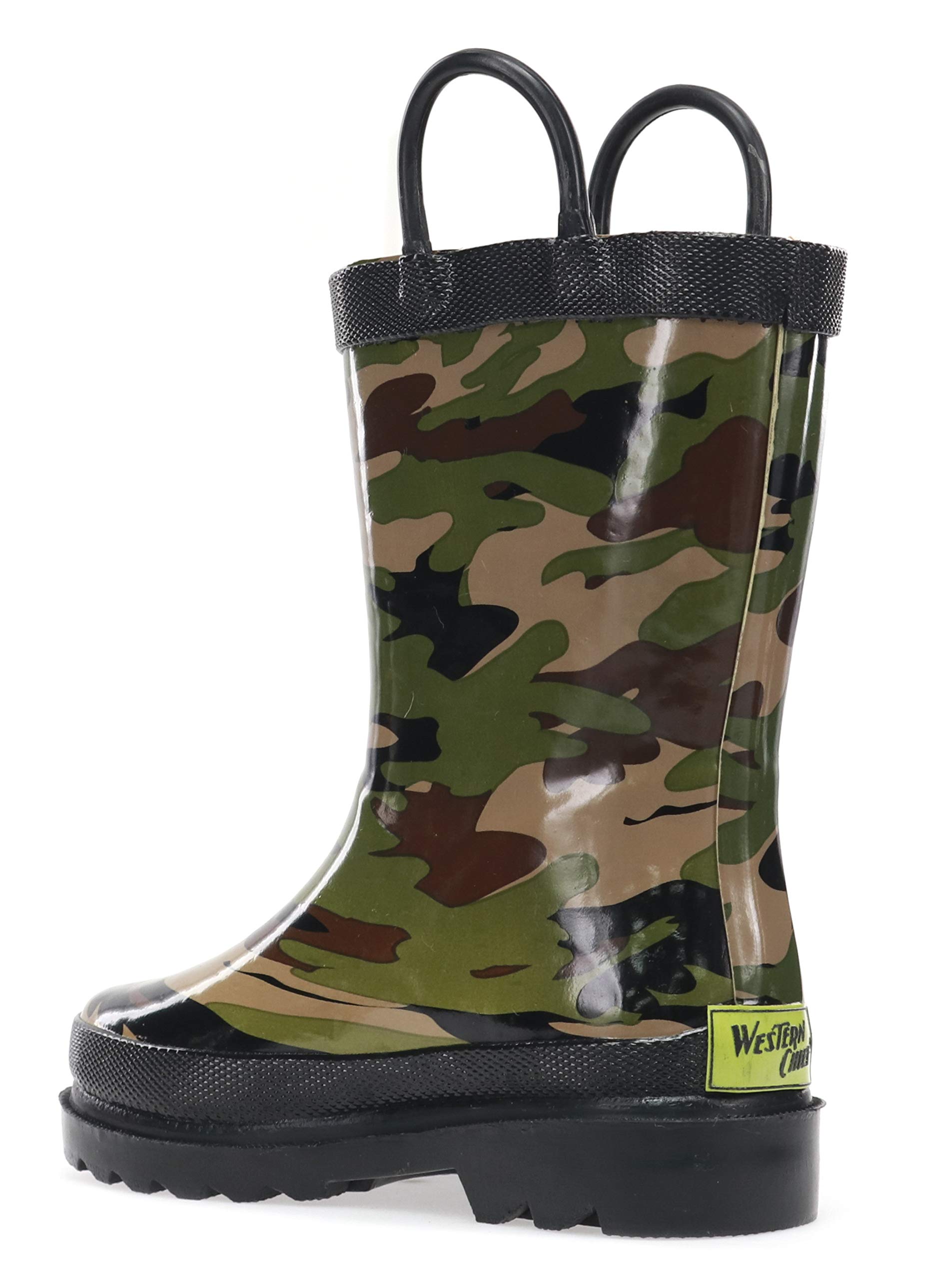 Western Chief Boys Waterproof Printed Rain Boot with Easy Pull On Handles