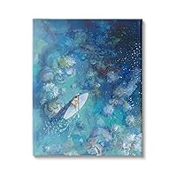 Stupell Industries Paddle Board Ocean Reef Tropical Scene Female Surfer Canvas Wall Art, 24 x 30, Blue