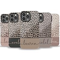 Custom Name Monogram Boho Leopard Cheetah Personalized Case, Designed ‎for iPhone 15 Plus, iPhone 14 Pro Max, iPhone 13 Mini, iPhone 12, 11, X/XS Max, ‎XR, 7/8‎