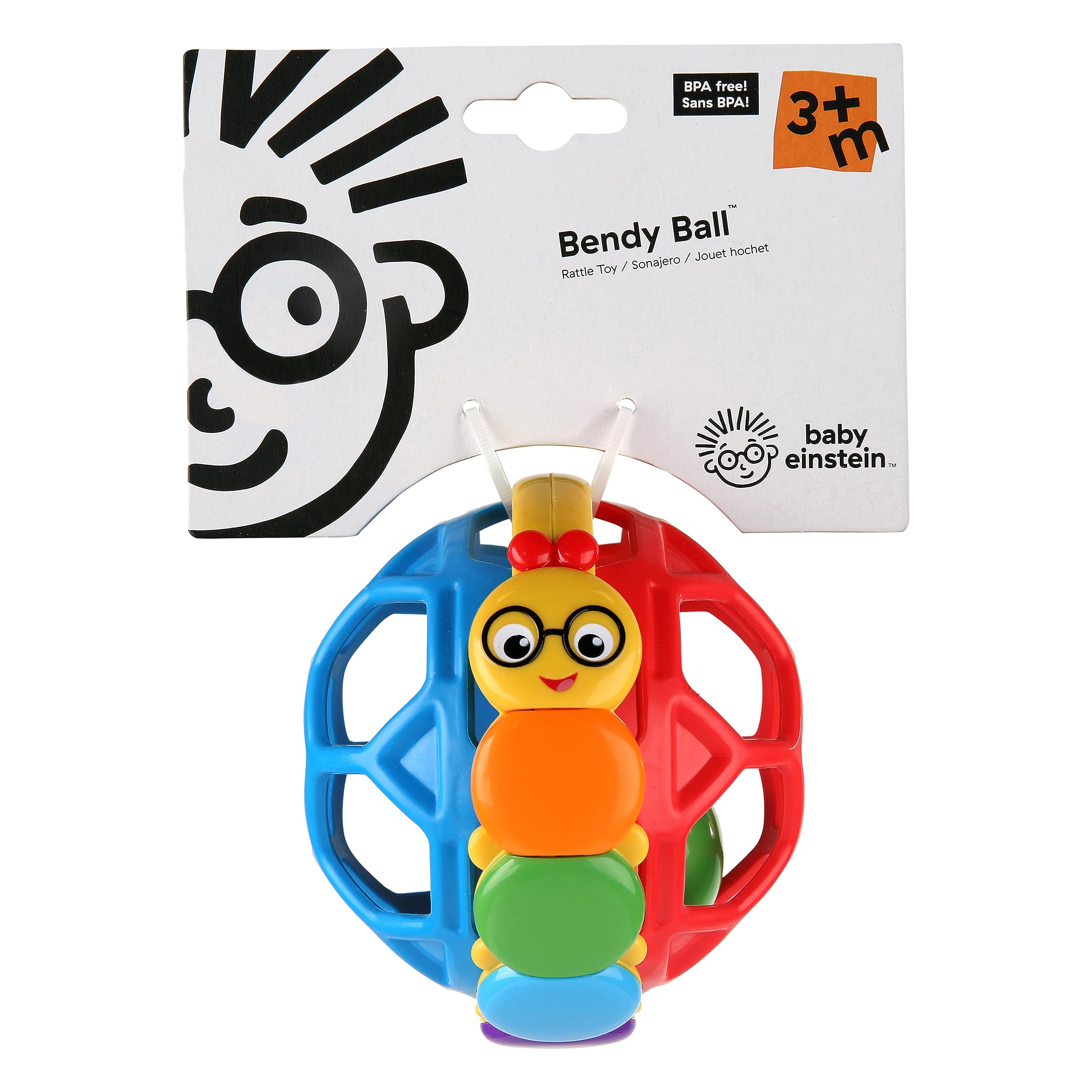 Baby Einstein Cal Bendy Ball Rattle Toy, Ages 3 months +