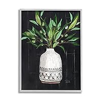 Stupell Industries Tall Botanical Leaves Arrangement Patterned Pottery Vase Framed Wall Art, Design By Patricia Pinto