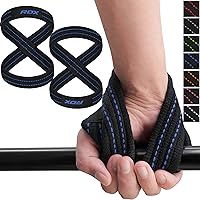RDX Weight Lifting Straps Figure 8, Anti Slip Strap with cuffs wrist Support for Gym Workout Deadlift Powerlifting Bodybuilding Weightlifting, Fitness Strength Training, Hand Bar Grip for Men