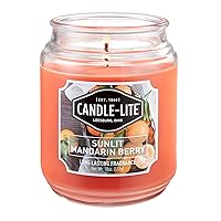 Candle-Lite Scented Sunlit Mandarin Berry Fragrance, One 18 oz. Single-Wick Aromatherapy Candle with 110 Hours of Burn Time, Orange Color