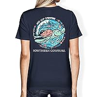 Just Keep Swimming Turtle Navy Blue Cotton Fabric Fashion T-Shirt