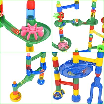 Giant Marble Run Toy Track Super Set Game I MagicJourney 230 Piece Marble Maze Building Sets w/ 200 Colorful Marble Tracks, 30 Marbles & 4 Challenge Levels for STEM Learning, Endless Educational Fun