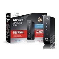 ARRIS SURFboard (32x8) DOCSIS 3.0 Cable Modem Plus AC1750 Dual Band Wi-Fi Router, Certified for Comcast Xfinity, Spectrum, Cox & more (SBG7580AC McAfee), SBG7580AC-MCAFEE, Black