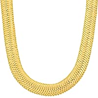 LIFETIME JEWELRY 9mm Flexible Herringbone Chain Necklace 24k Real Gold Plated