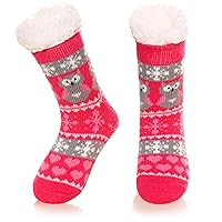 Kids Slipper Socks Boys Girls Fuzzy Non Slip Winter Fleece Lined Warm Cozy Christmas Thick Fluffy Socks