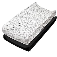 HonestBaby unisex baby Organic Cotton Changing Pad Covers (Set of Two) Winter Accessory Set, Tossed Skulls/Black, One Size US