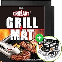 GRILLART Nonstick Grill Mats Bundle with 19PCS Professional and Complete BBQ Tools Set