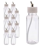 Master Airbrush (Pack of 10) TB-009 Empty 3.4-Ounce (100cc) Plastic Jar Bottles with 30° Down Angle Adaptor Lid Assembly - Fits Dual-Action Siphon Feed Airbrushes, Use with Master Badger Paasche Iwata