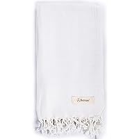 Bersuse 100% Cotton Ventura Turkish Towel - 37x70 Inches, White
