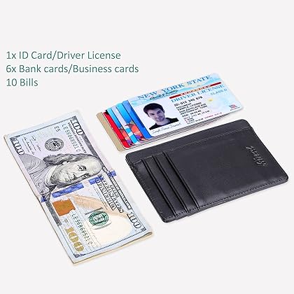 Kinzd Slim Minimalist Leather RFID Front Pocket Wallet Thin Credit Card Holder Men