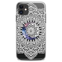 Case Compatible with iPhone 14 13 Pro Max 12 Mini 11 Xs X 8 Plus Xr 7 SE 6s 5 Slim Clear Cute Design Women Girly Print Cute Galaxy Flexible Silicone Moon Flowers Soft Space Henna Mandala