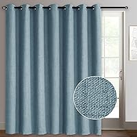 Rose Home Fashion Sliding Door Curtains, Primitive Linen Look 100% Blackout Curtains, Thermal Insulated Patio Door Curtains-1 Panel (100x84 Blue)