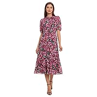 Maggy London Women's Mock Neck Midi Fit and Flare