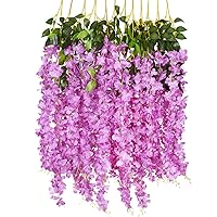 DearHouse 6 Pack 3.75 Feet/Piece Artificial Fake Wisteria Vine Ratta Hanging Garland Silk Flowers String Home Party Wedding Decor