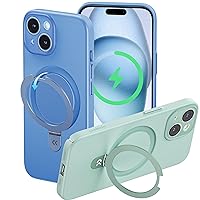 CASEKOO for iPhone 15 Case with Stand MagSafe-Compatible, [Ultra Thin as No Case on],[Velvety Touch] [Full Lens Coverage Protection] Matte Hard PC iPhone Case for 15, Cornflower Blue