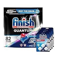 Set: Finish - Quantum 82ct Dishwasher Detergent Powerball Ultimate Clean & Shine Dishwashing Tablets Dish Tabs & Finish In-Wash Dishwasher Cleaner: Clean Hidden Grease and Grime, 3 Count Pack of 4