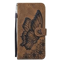 Wallet Case Compatible with iPhone 13, Retro Butterfly Wallet Flip Case with Kickstand Cover for iPhone 13 (Brown)