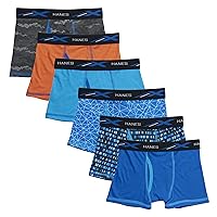 Boys' X-Temp Boxer Briefs, Moisture Wicking Breathable Underwear, Tagless, Assorted 6 Pack