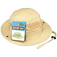 Nature Bound Kids Explorer Safari Hat with Drawstring and Khaki Fabric for Boys and Girls Ages 4 +