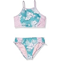 Girls' Strappy High Neck Top and Side Tie Hipster Bottom Bikini Swimsuit Set
