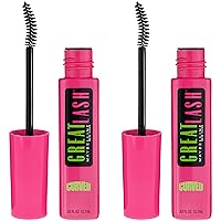 Maybelline New York Great Lash Curved Brush Washable Mascara, Very Black, 0.86 fl oz, 2 Count (Pack of 1)