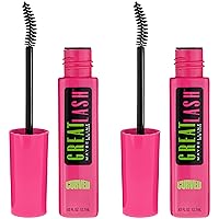 Maybelline New York Great Lash Curved Brush Washable Mascara, Blackest Black, 0.86 fl oz, 2 Count (Pack of 1)