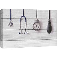 wall26 Canvas Print Wall Art Stethoscope & Blood Pressure Tools on Wood Panels Medicine People Digital Art Modern Art Contemporary Scenic Colorful for Living Room, Bedroom, Office - 24