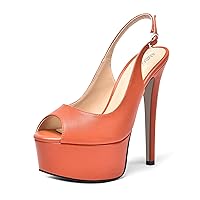 Womens Fashion Platform Matte Buckle Bridal Peep Toe Solid Adjustable Strap Stiletto High Heel Pumps Shoes 6 Inch