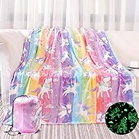 Glow in The Dark Blanket Unicorns Gifts for Girls, Soft Blanket 3 4 5 6 7 8 9 10 Year Old Girl Gifts, Toddler Girls Toys Age 6-8, Gifts for Girls for Easter Birthday Gifts, 50