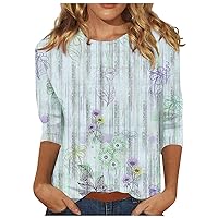 Womens Blouses Dressy Casual Vintage Tees for Women Women's Fashion Casual Round Neck Long Sleeve Printed T-Shirt Top