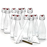 Nevlers 12 Pack 17 oz Glass Bottle Set with Airtight Swing Top Stoppers | Home Brewing Bottles for Kombucha - Beer - Water Kefir - Limoncello | Swing Top Glass Bottles Includes Brush, Funnel & Marker