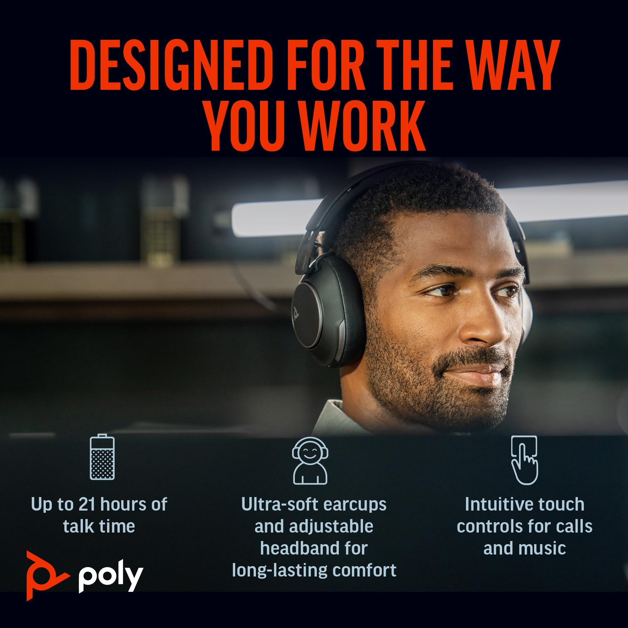 Poly Voyager Surround 80 UC Bluetooth Headset (Plantronics) – Noise-Canceling Mics for Clear Calls – Adaptive ANC – Works w/iPhone, Android, PC/Mac, Zoom, Microsoft Teams (Certified) –Amazon Exclusive