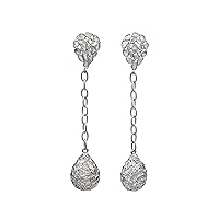 4.50 CTW Natural Diamond Polki Beaded Long Drop Earrings 925 Sterling Silver Platinum Plated Classic Handmade Slice Diamond Earrings