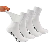 4 Pack Non Slip Diabetic Ankle Socks Wide Bamboo Socks With Grips