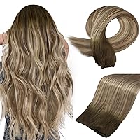Full Shine 18 Inch Invisible Weft Hair Extensions Human Hair For Women Hand Tied Sew In Weft Hair Extensions 50G Blonde Sew In Hair Extensions Silky Straight Hair