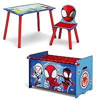 Delta Children - Marvel Spidey and His Amazing Friends 3-Piece Toddler Playroom Set – Includes Table, Chair and Toy Box, Blue/Red