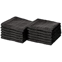 Amazon Basics - 12 Piece Fade Resistant Washcloth, 100% Cotton, Black, 12