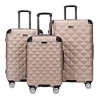 Diamond Tower Collection Lightweight Hardside Expandable 8-Wheel Spinner Travel Luggage, Rose Champagne, 3-Piece Set (20