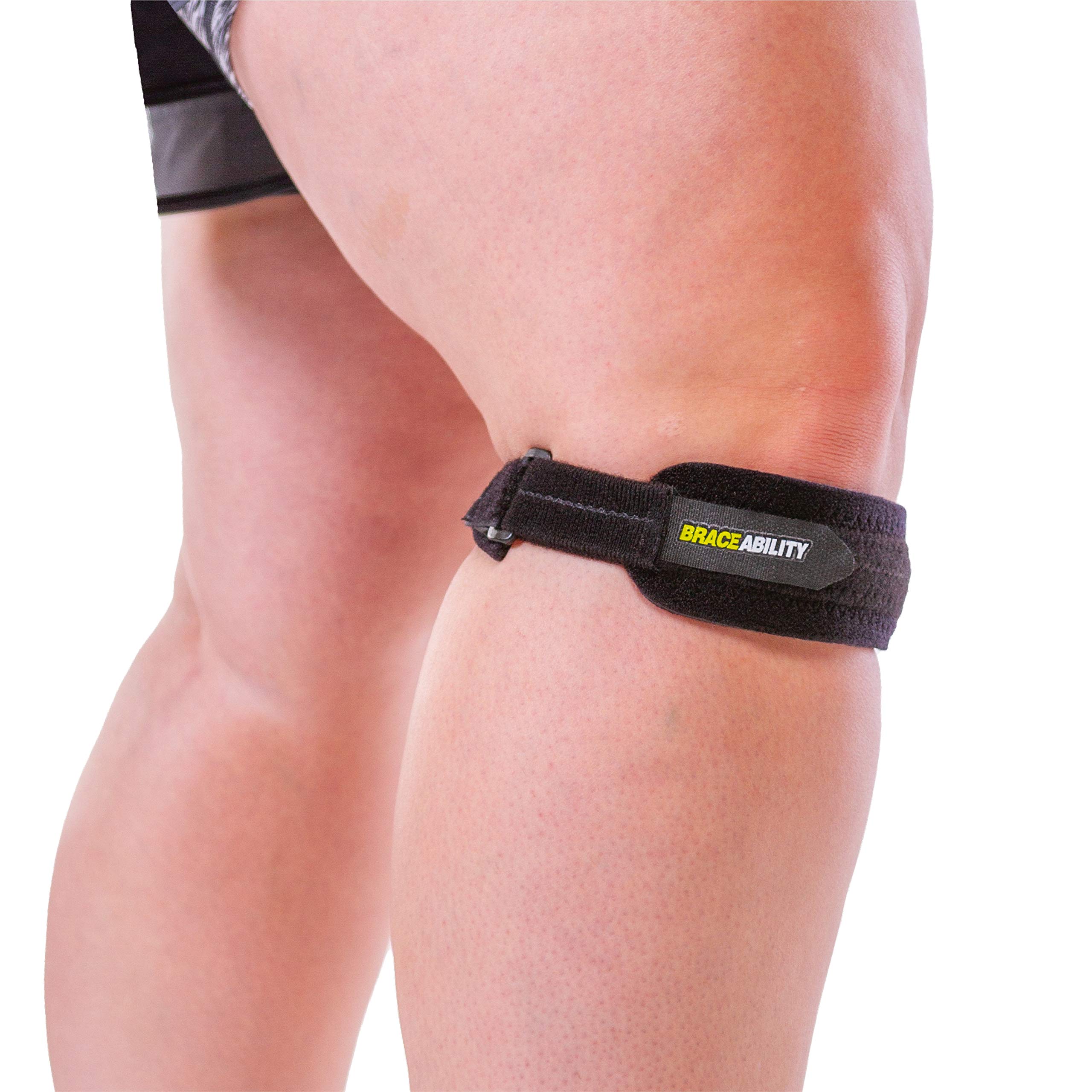 BraceAbility Plus Size Patella Tendon Knee Strap - Mens and Womens Extra Large Patellar Stabilizer Brace with Adjustable Band for Runners Knee, Jumpers Tendonitis, Osgood Schlatter Pain Relief (XL)