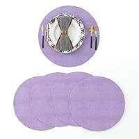 Set of 4 Round Placemat 15 Inch Soft Linen eco-Friendly Fabric Handcrafted Machine Washable Indoor & Outdoor Tablemat Lilac