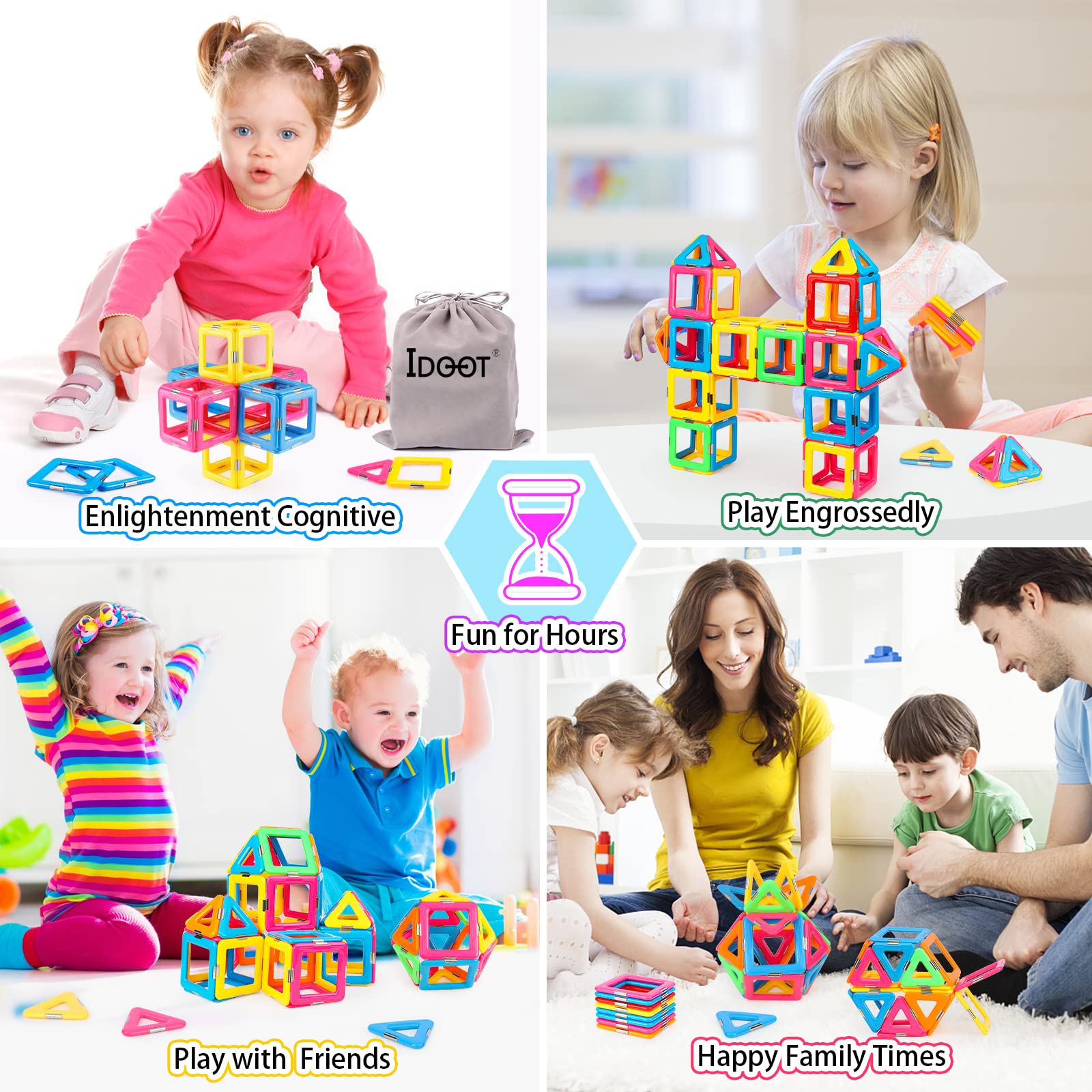 idoot Magnetic Tiles STEM Sensory Building Toys for 3+ Year Old Girls Boys Preschool Classroom Must Haves Educational Toddler Game