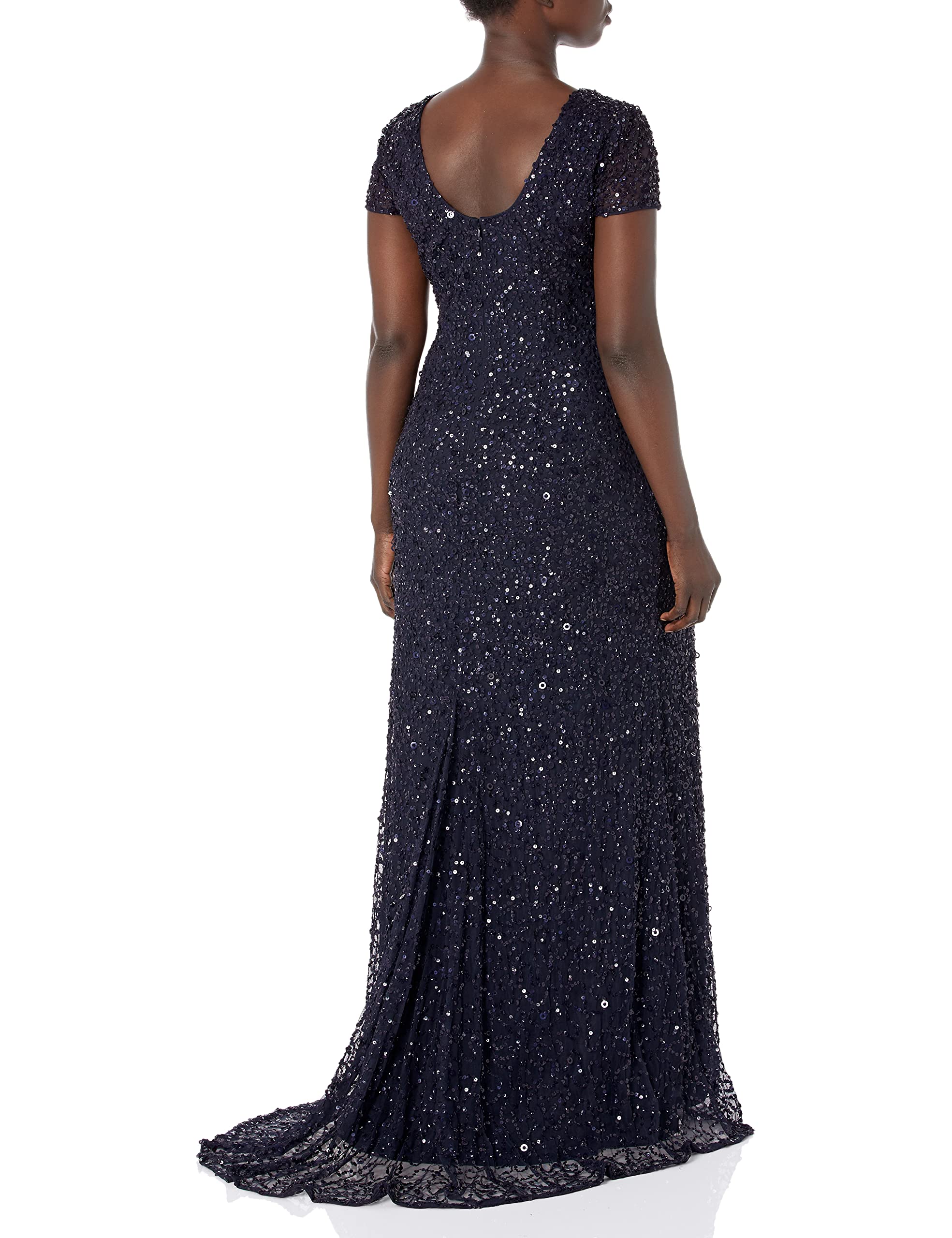 Adrianna Papell Women's Short-Sleeve All Over Sequin Gown