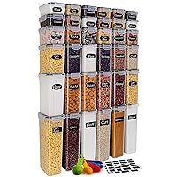 Airtight Food Storage Containers 36-Piece Set, Kitchen & Pantry Organization, BPA Free Plastic Storage Containers with Lids, for Cereal, Flour, Sugar, Baking Supplies, Labels & Measuring Cups