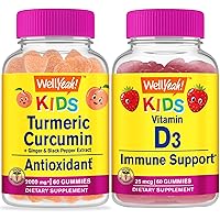 Turmeric Curcumin Kids + Vitamin D3 Kids, Gummies Bundle - Great Tasting, Vitamin Supplement, Gluten Free, GMO Free, Chewable Gummy