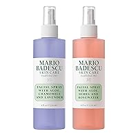 Mario Badescu Facial Spray Aloe, Rose Water and Chamomile - Lavender Duo for Face, Neck or Hair, Cooling and Hydrating Face Mist for All Skin Types, Dewy Finish